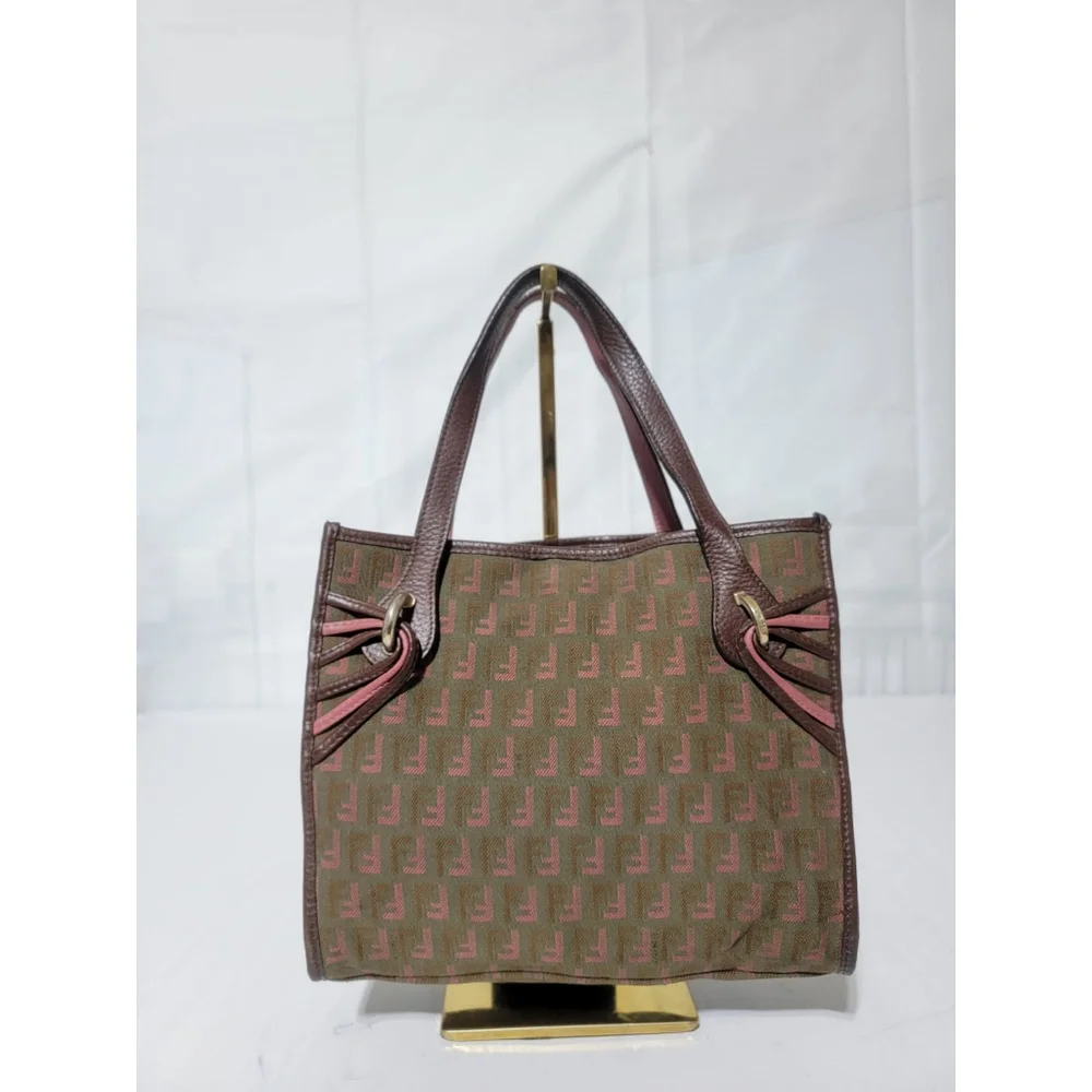 FENDI MINI CABAS MONOGRAM CANVAS FF ZUCCHINO TOTE BAG - Picture 3 of 13
